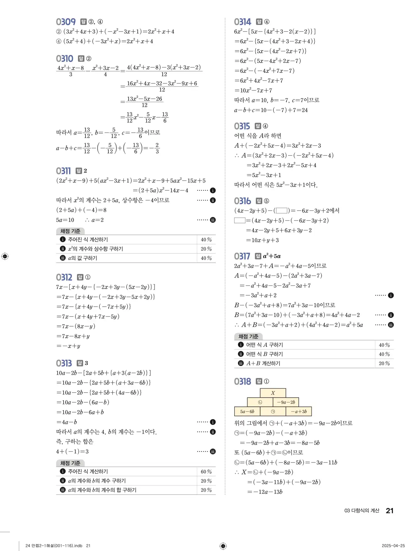 유형만렙 중2-1 답지 21페이지