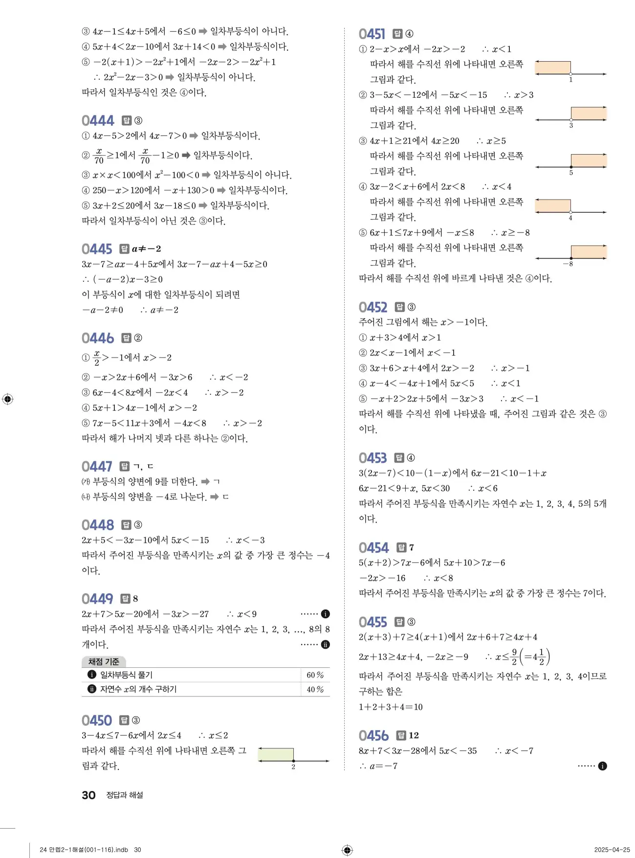 유형만렙 중2-1 답지 30페이지
