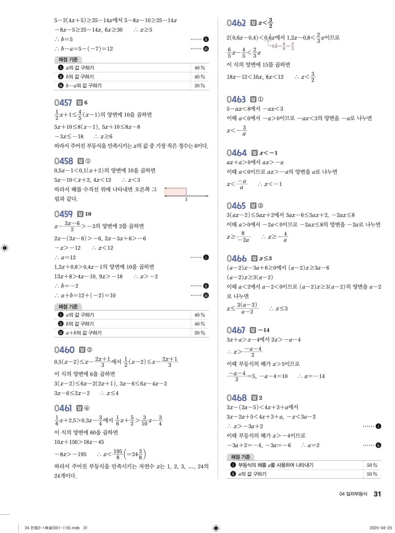 유형만렙 중2-1 답지 31페이지