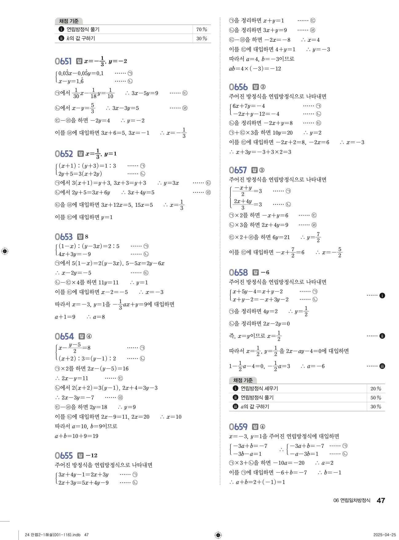 유형만렙 중2-1 답지 47페이지