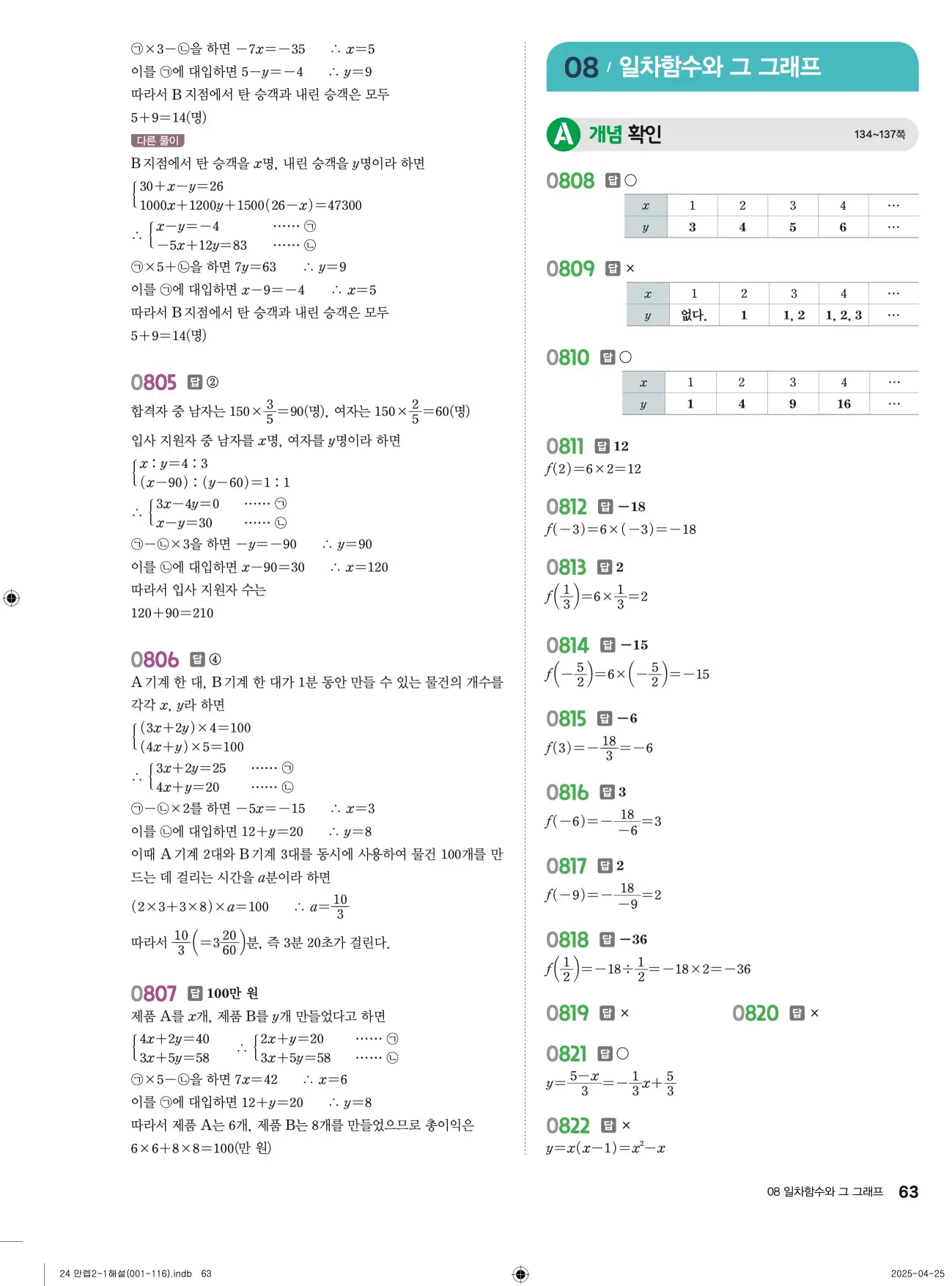 유형만렙 중2-1 답지 63페이지