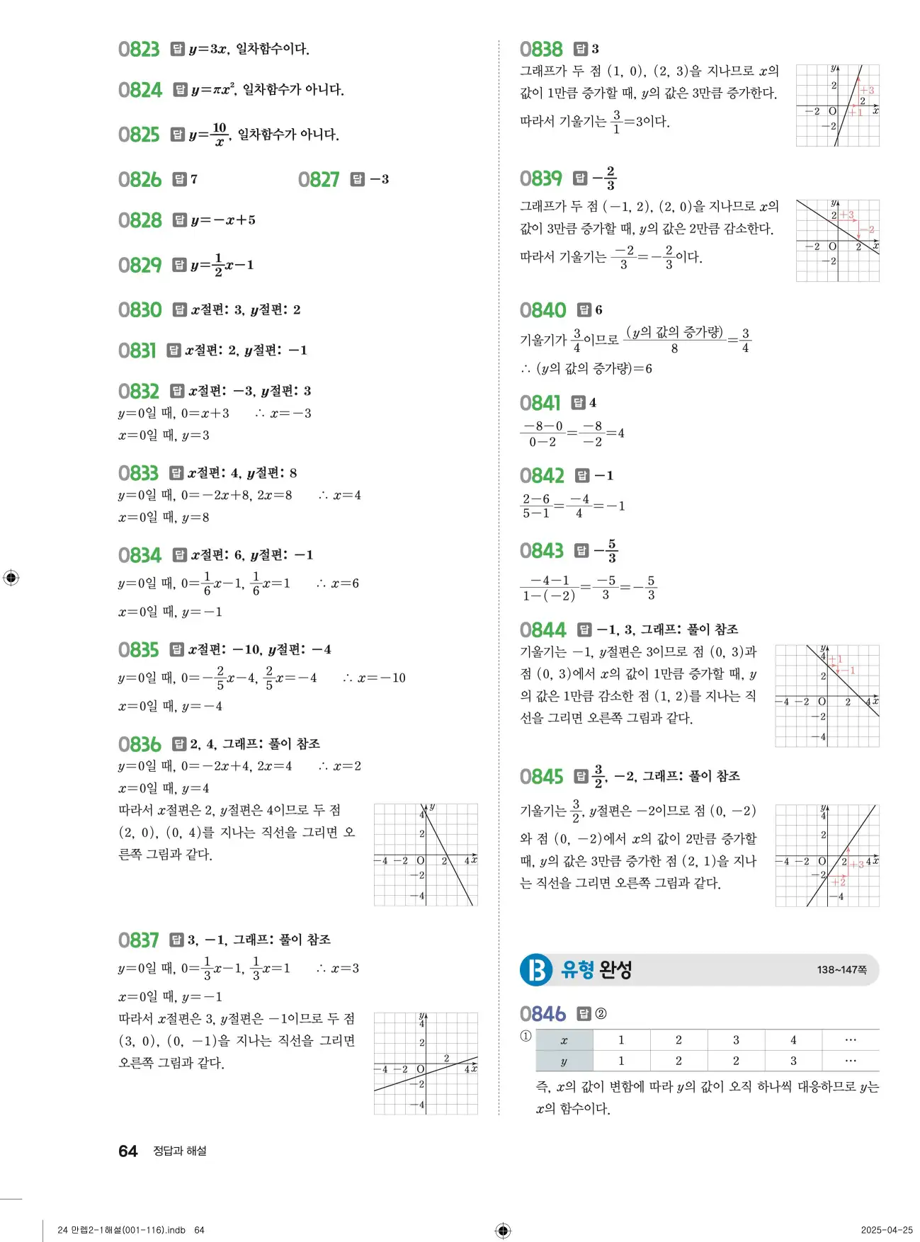 유형만렙 중2-1 답지 64페이지
