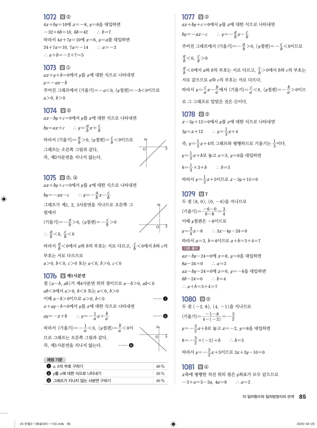 유형만렙 중2-1 답지 85페이지