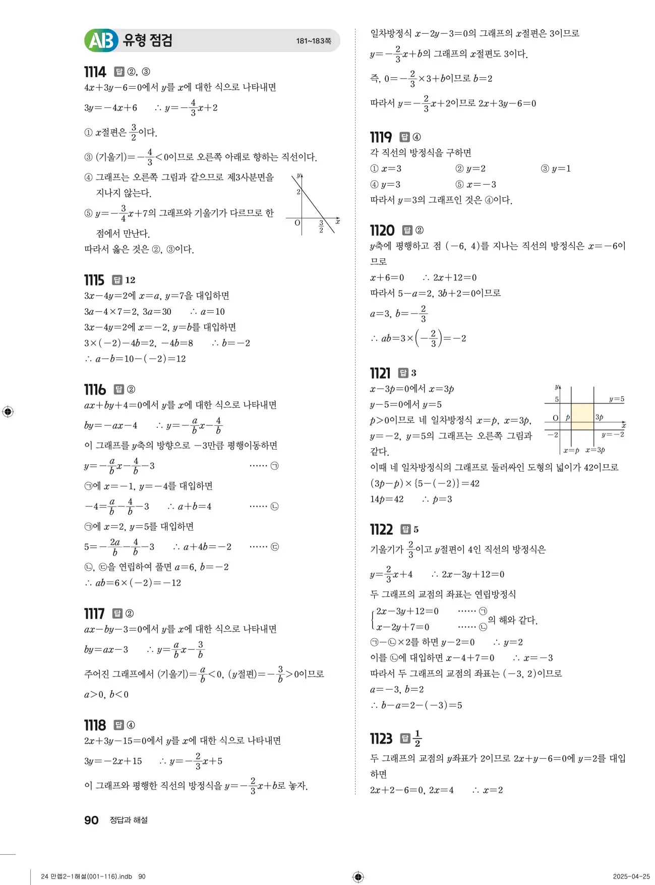 유형만렙 중2-1 답지 90페이지