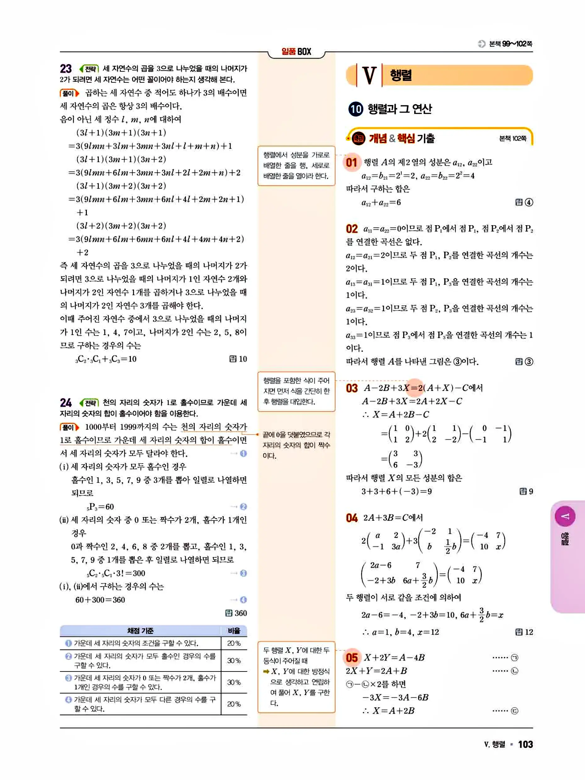 일품 공통수학1 답지 103페이지