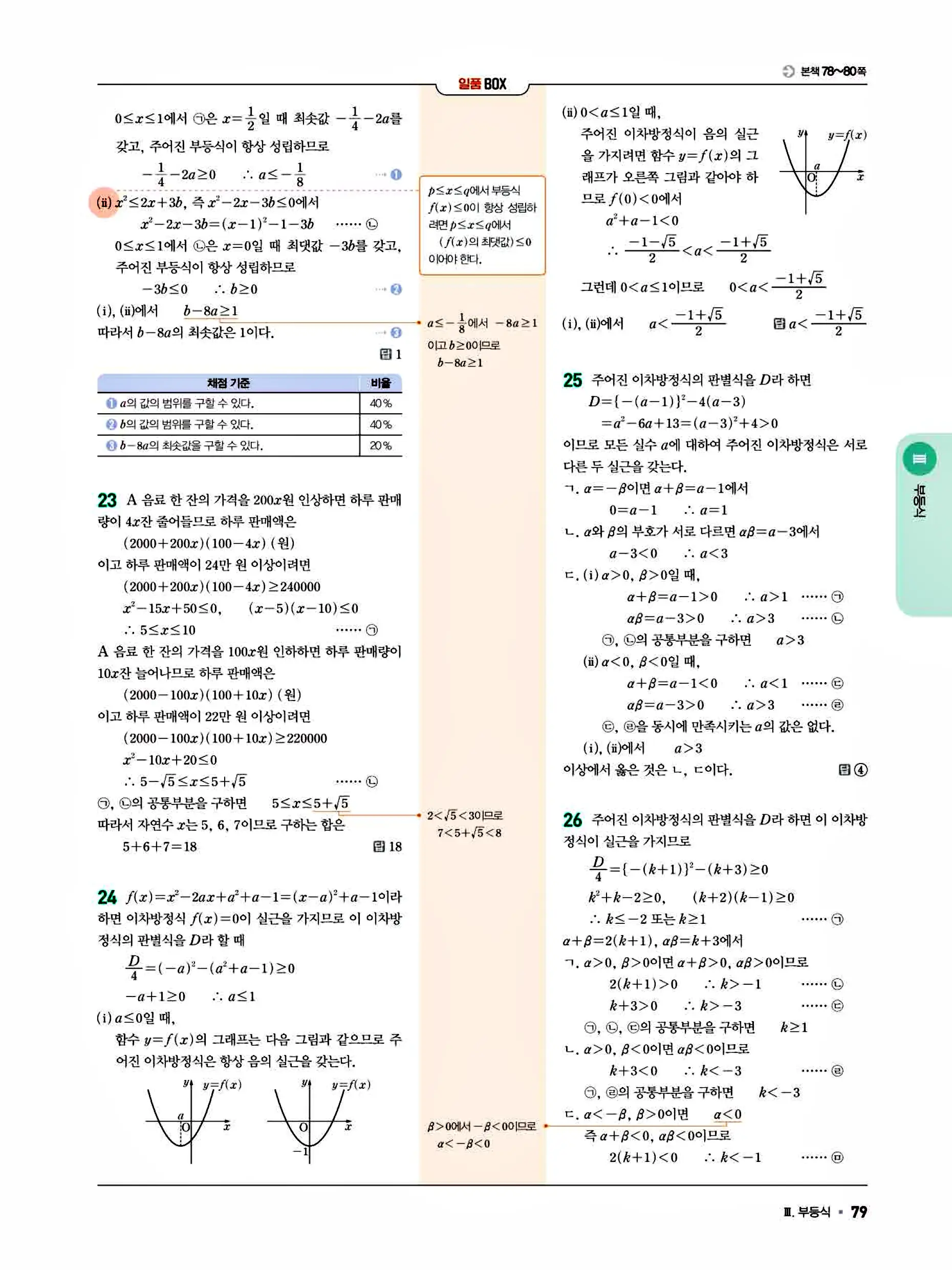 일품 공통수학1 답지 79페이지