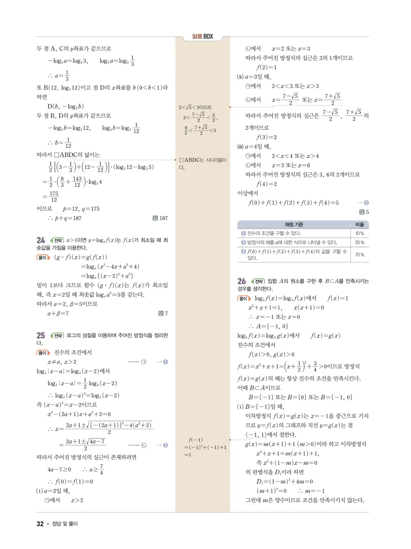 일품 대수 답지 32페이지