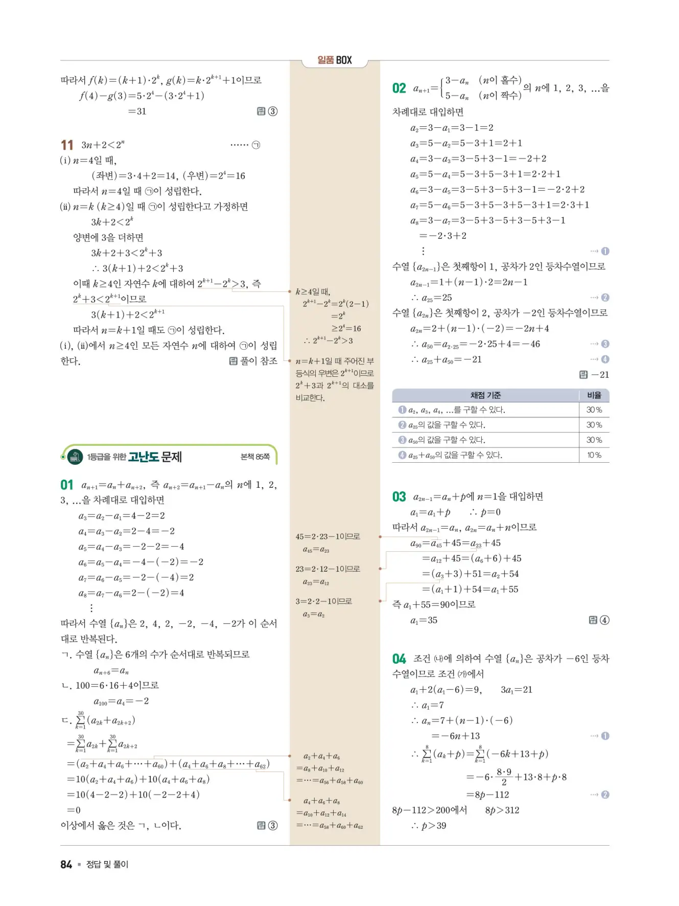 일품 대수 답지 84페이지