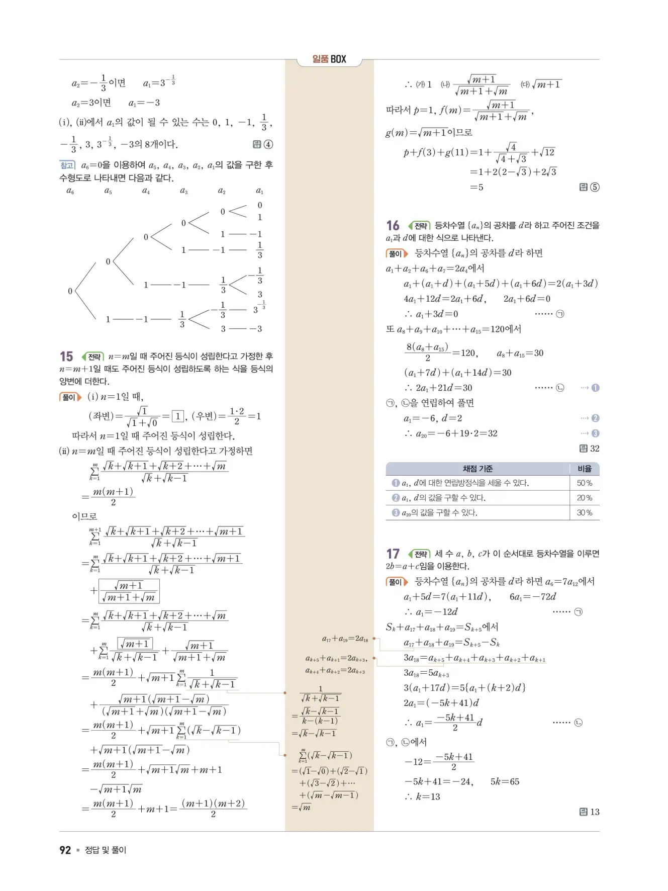 일품 대수 답지 92페이지