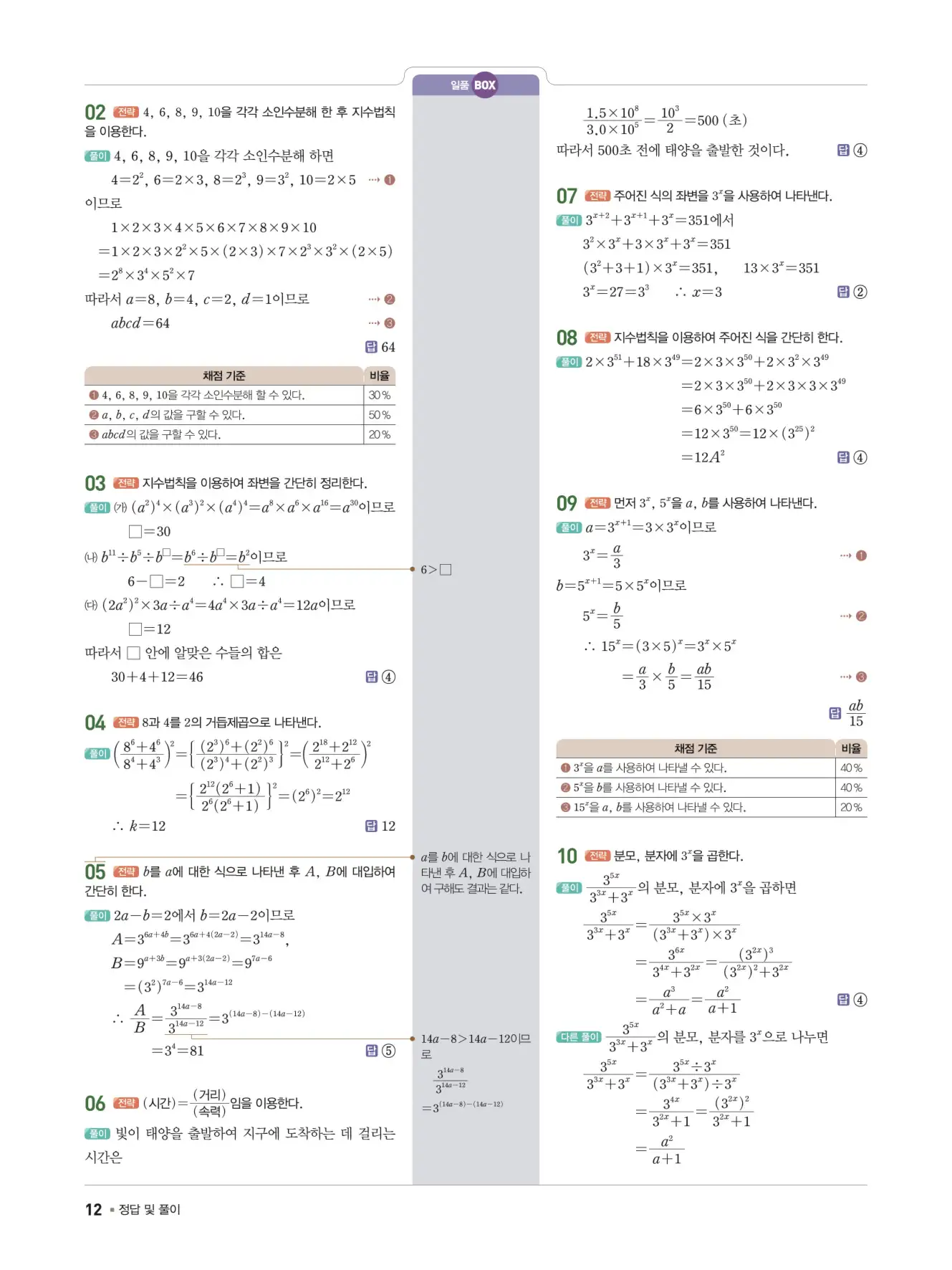 일품 중2-1 답지 12
