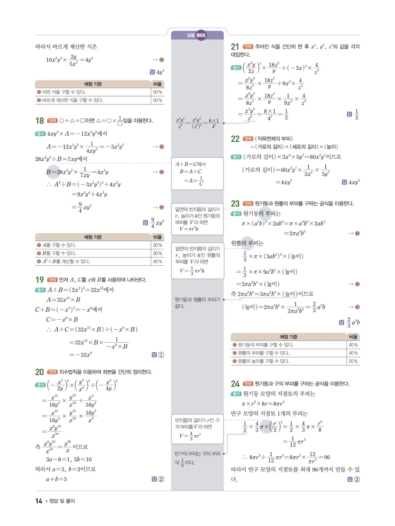 일품 중2-1 답지 14