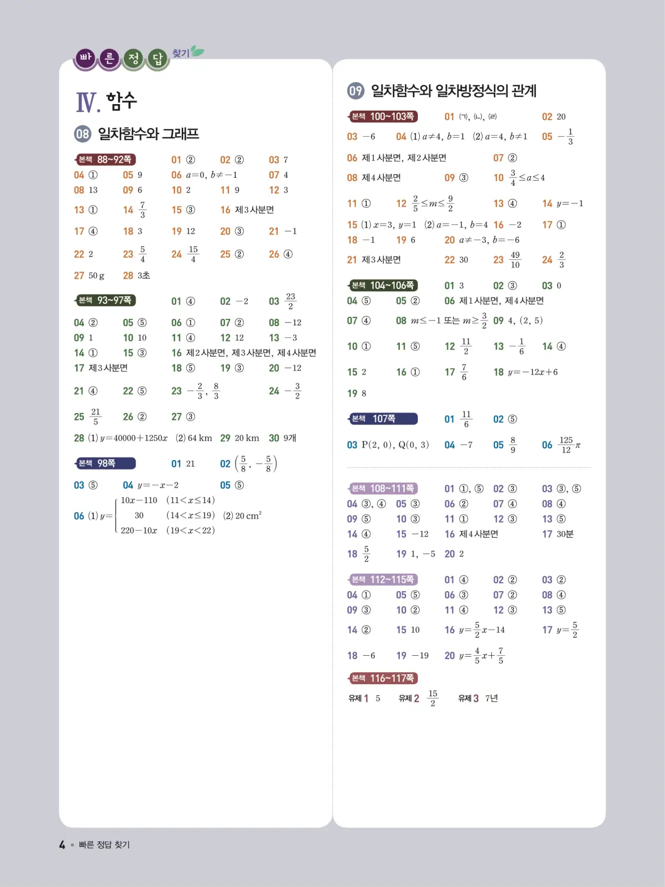 일품 중2-1 답지 4