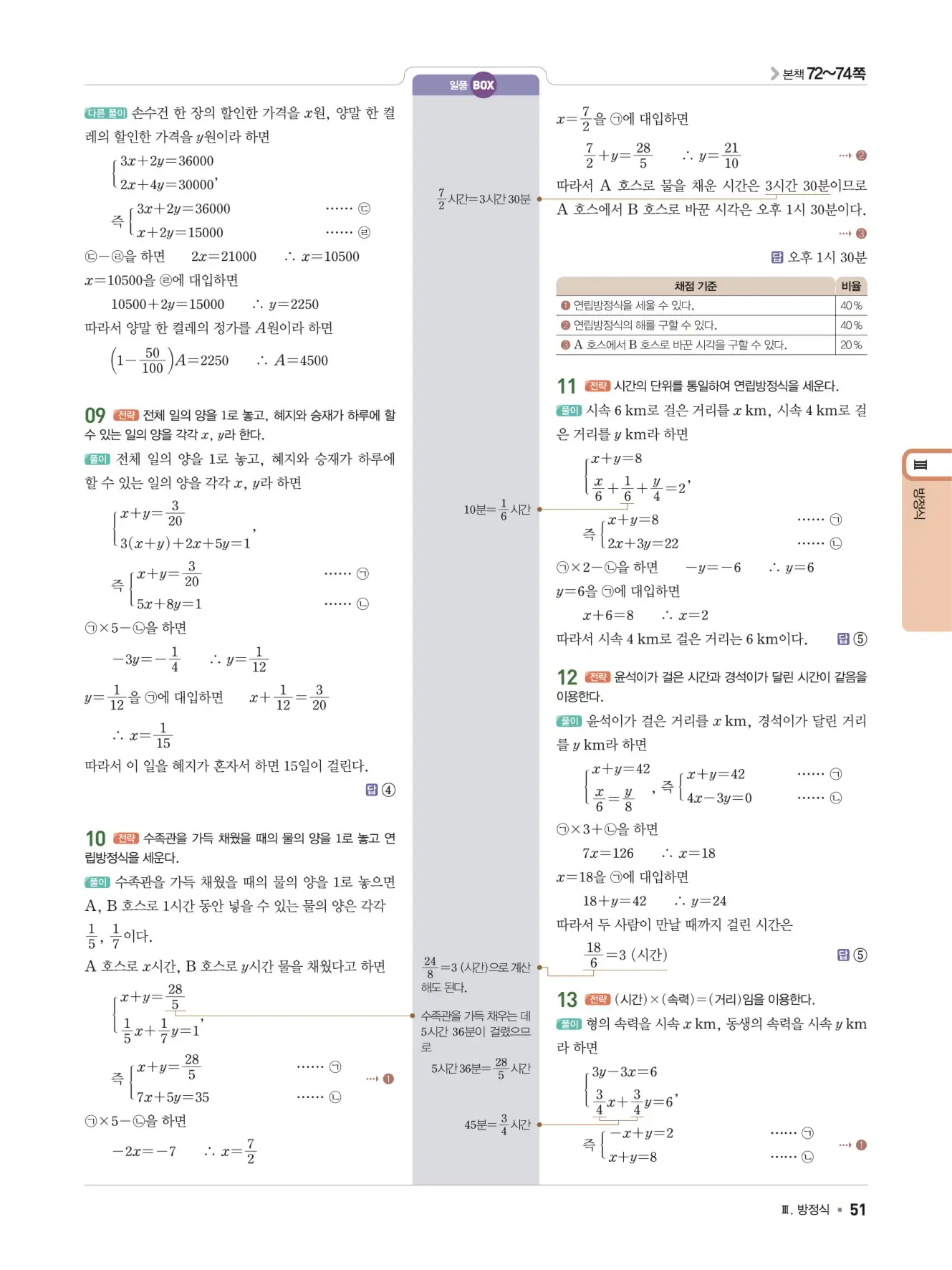 일품 중2-1 답지 51