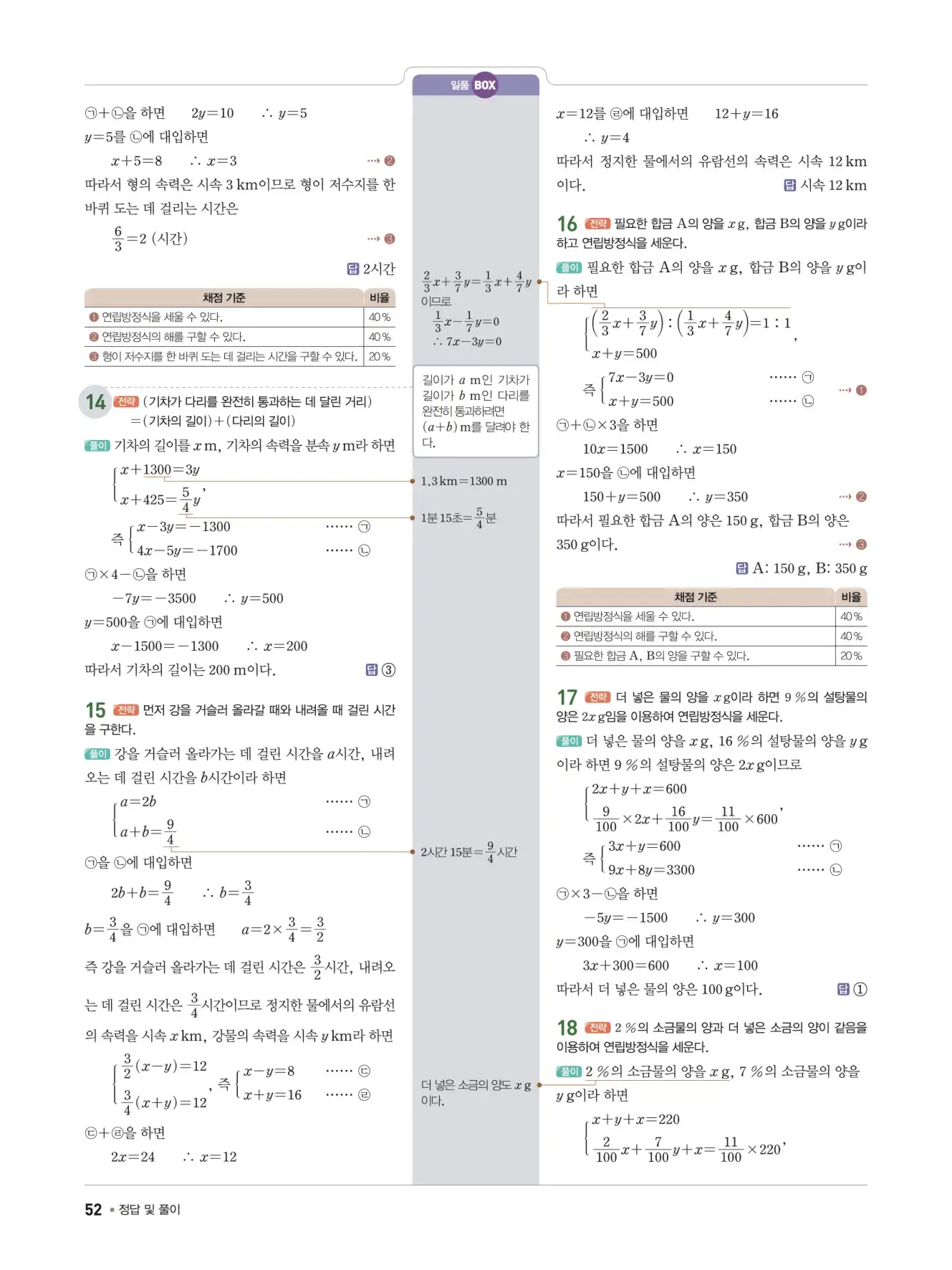 일품 중2-1 답지 52