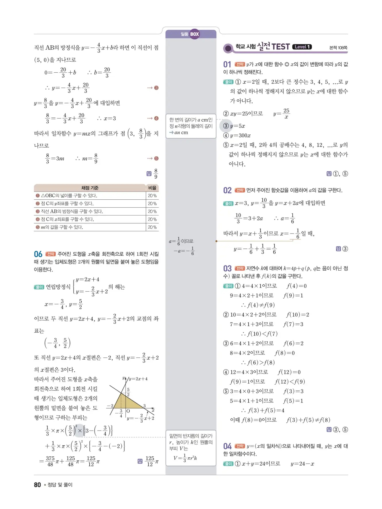 일품 중2-1 답지 80