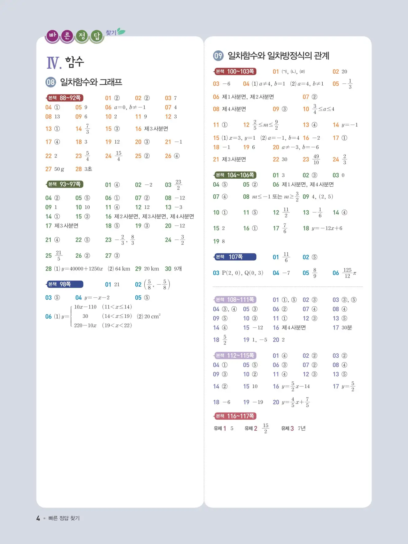 일품 중2-1 빠른정답 3