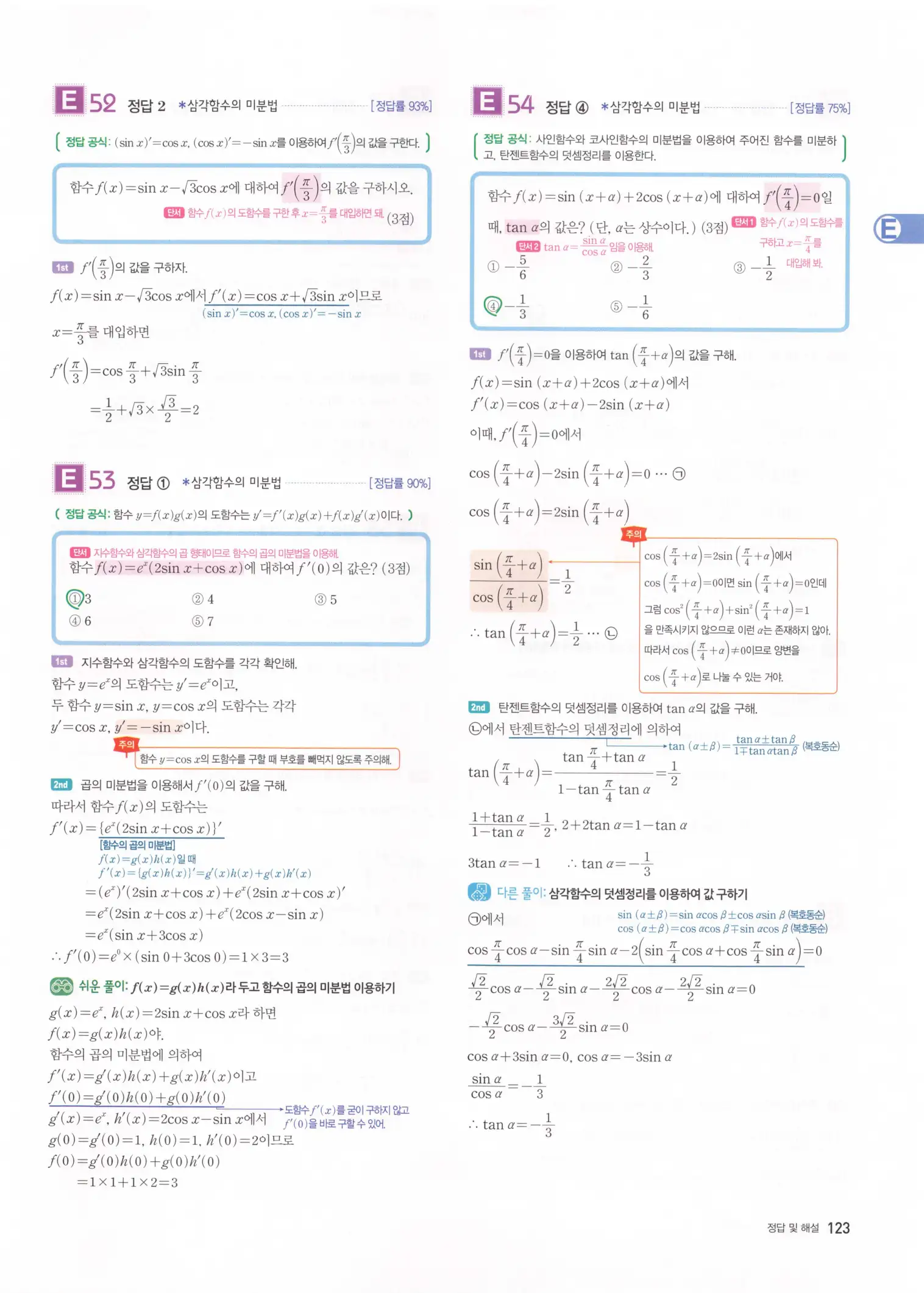 자이스토리 고2 미적분 해설 125