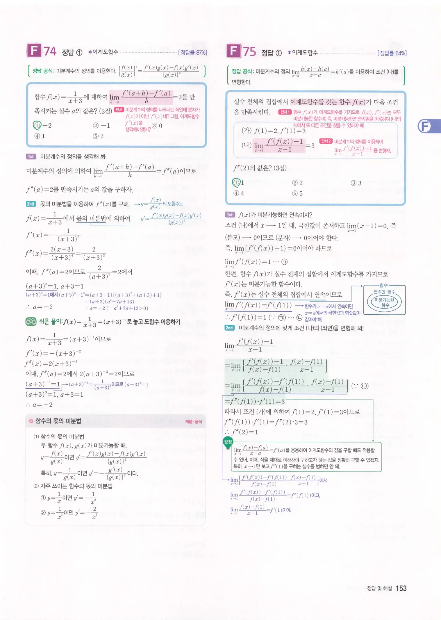 자이스토리 고2 미적분 해설 155