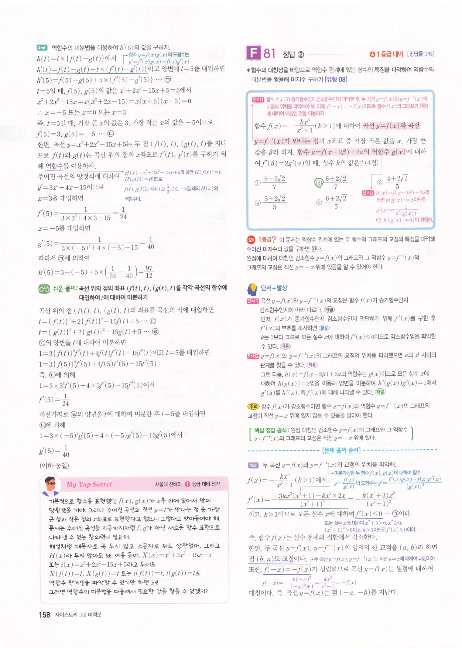 자이스토리 고2 미적분 해설 160