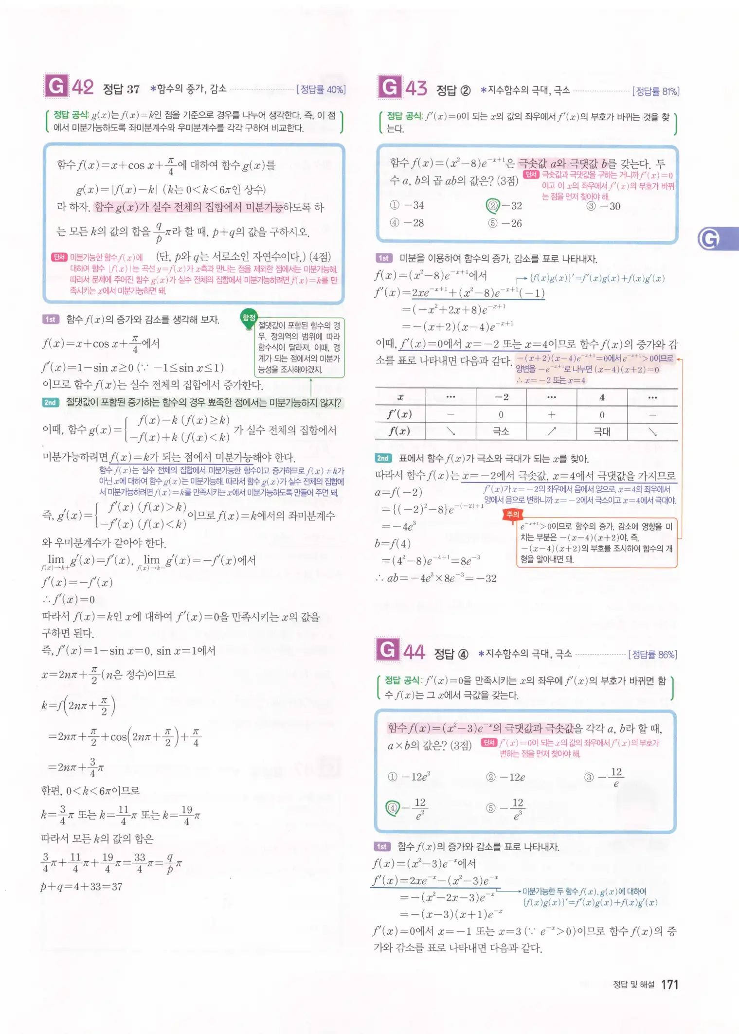 자이스토리 고2 미적분 해설 173