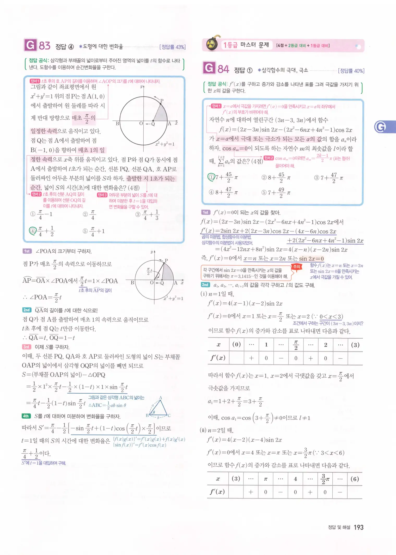 자이스토리 고2 미적분 해설 195