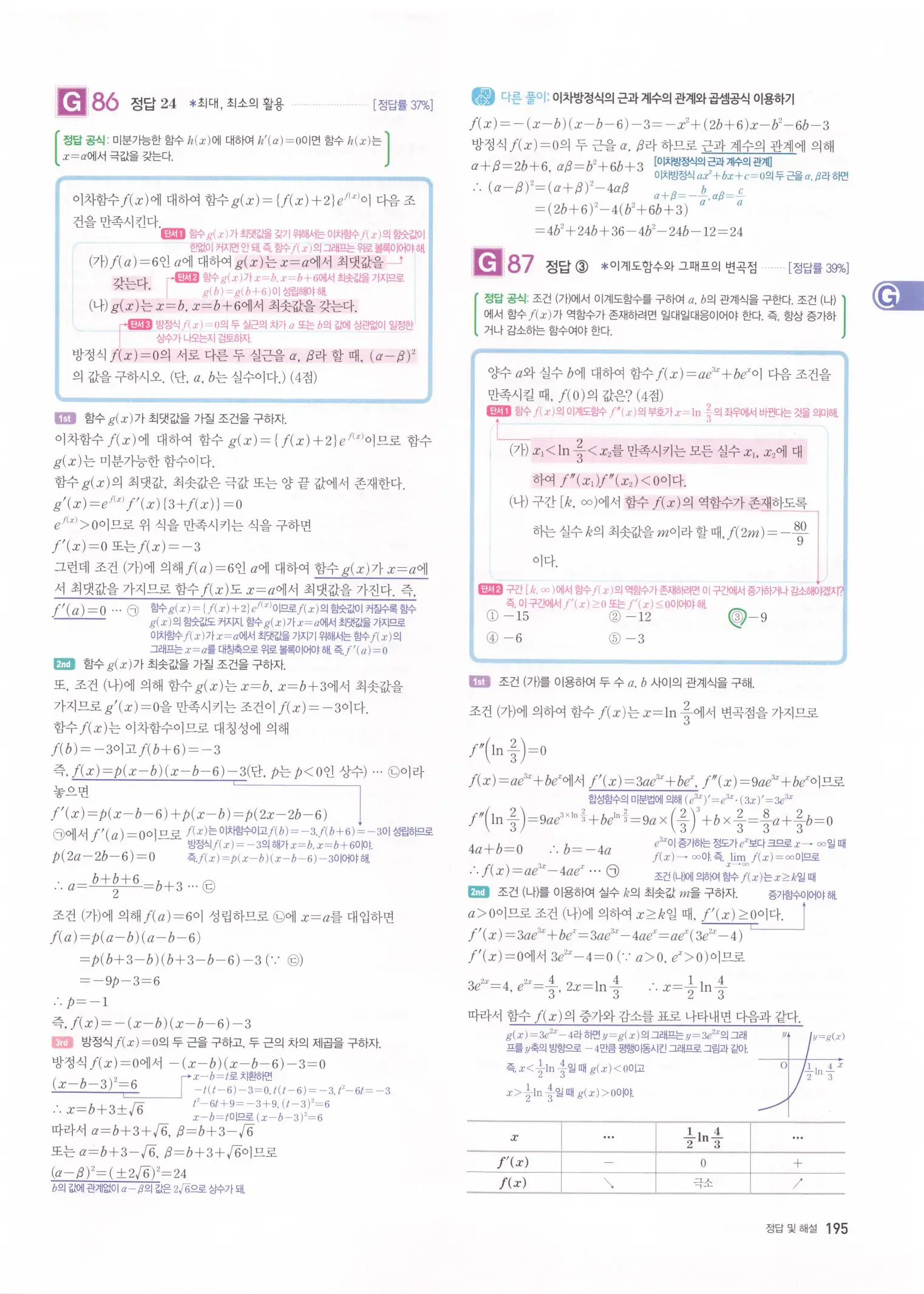 자이스토리 고2 미적분 해설 197