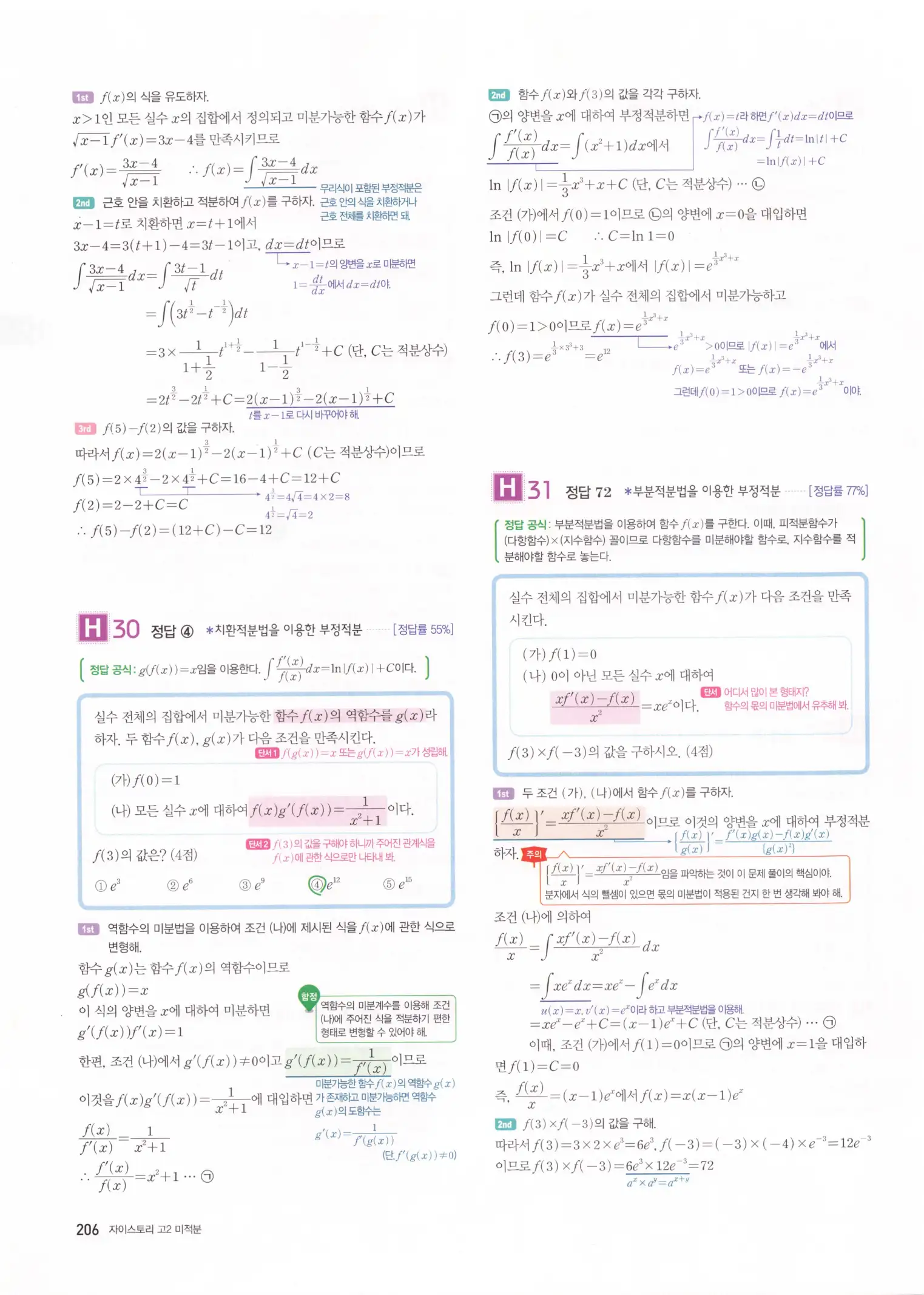 자이스토리 고2 미적분 해설 208