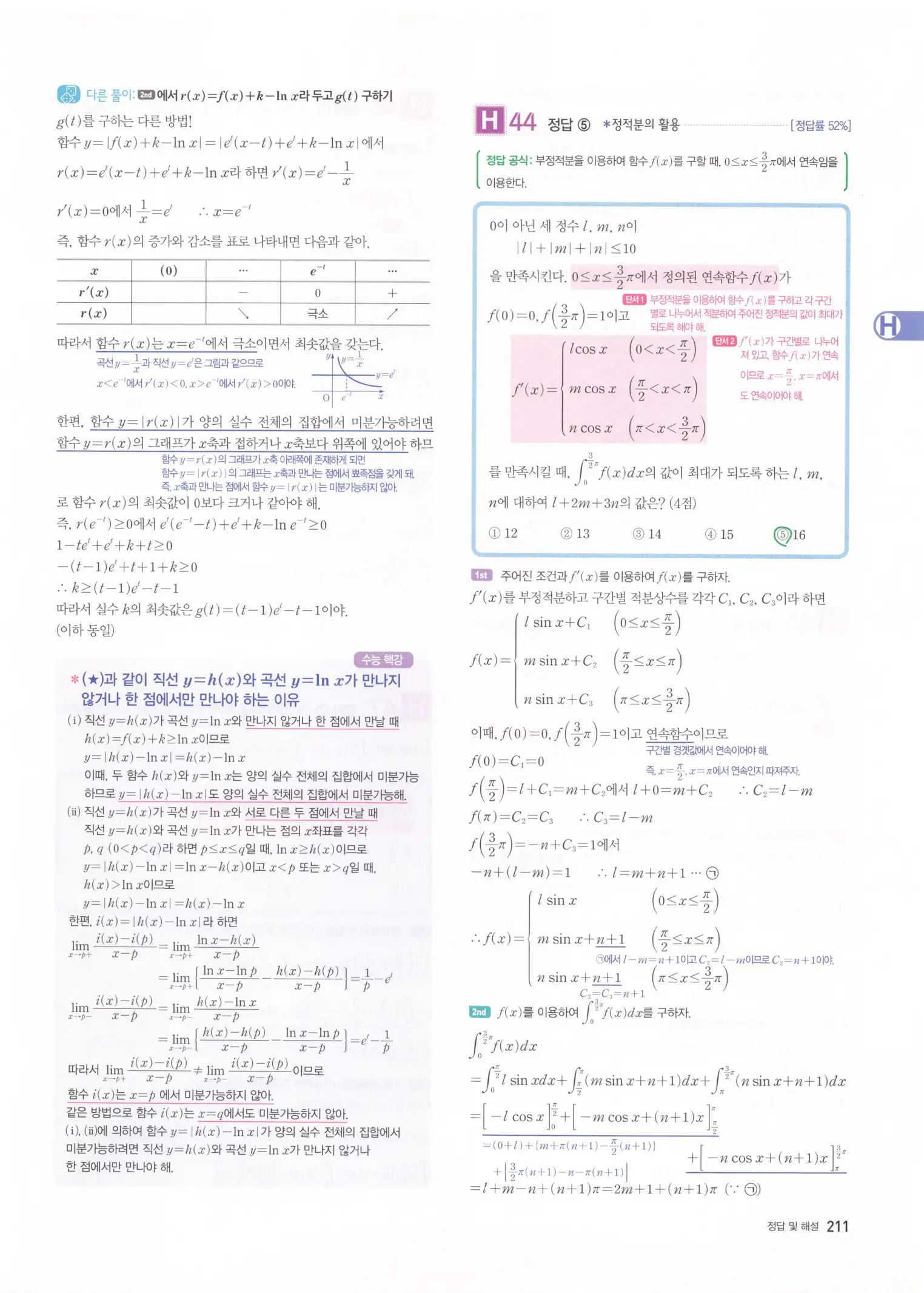 자이스토리 고2 미적분 해설 213