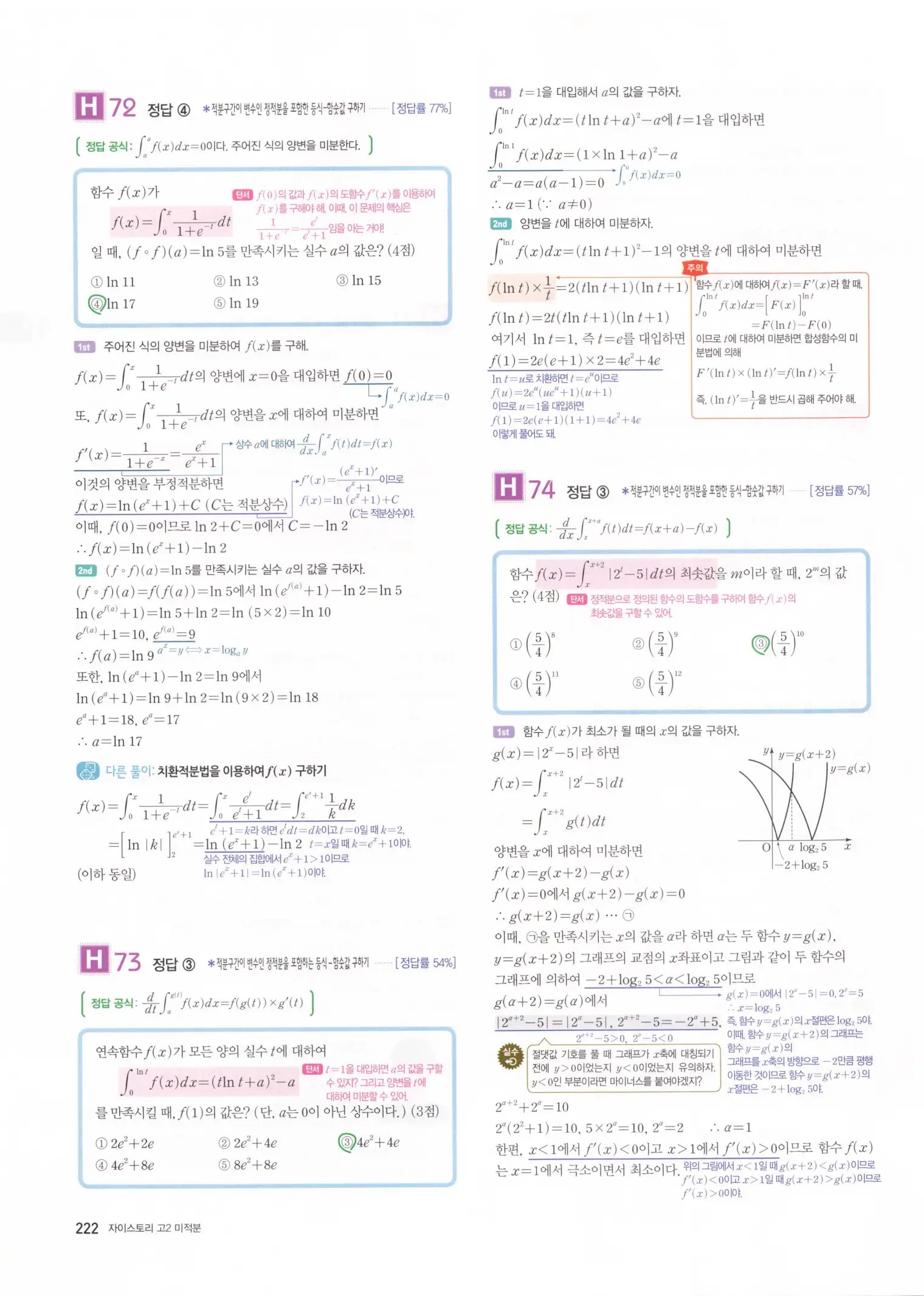 자이스토리 고2 미적분 해설 224
