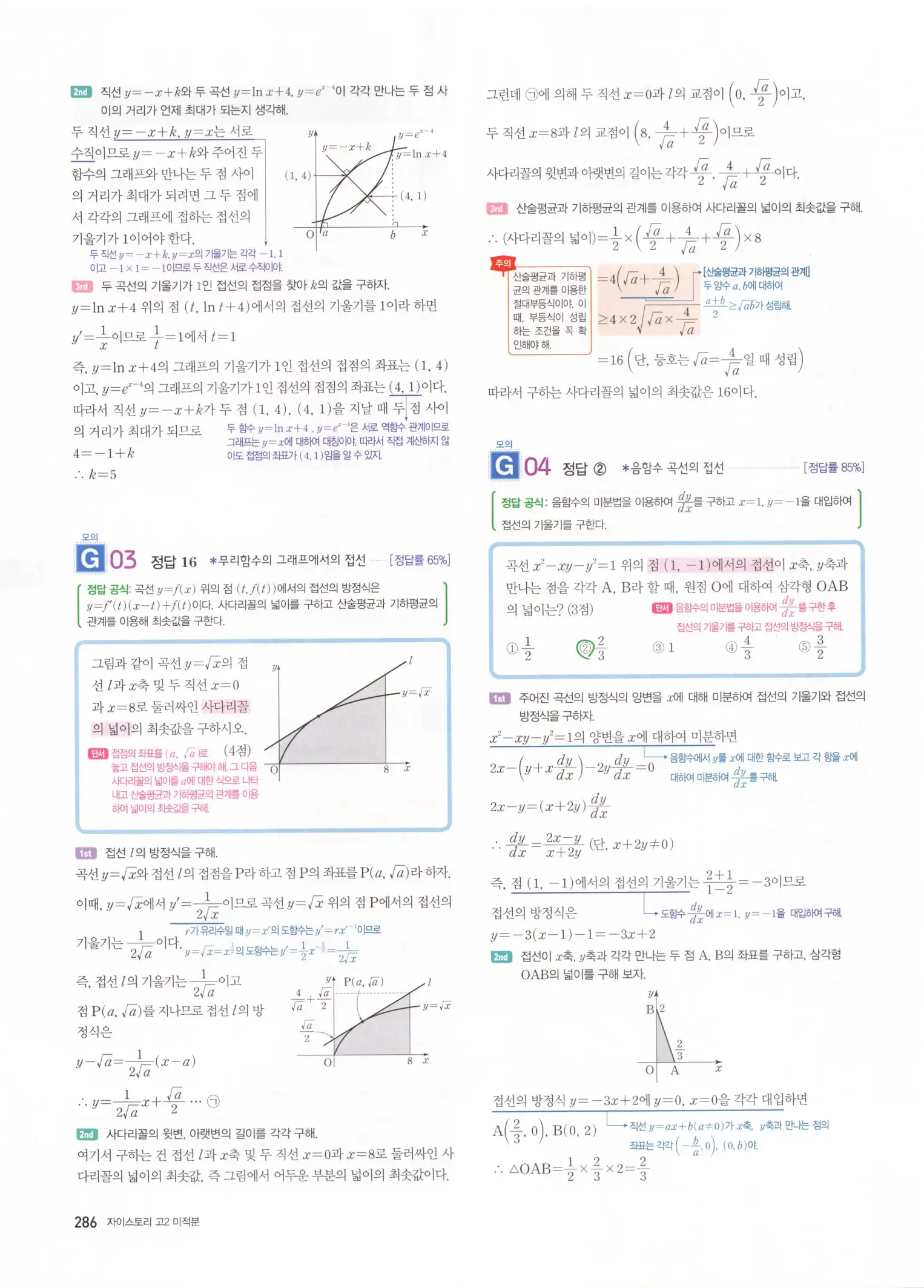 자이스토리 고2 미적분 해설 288