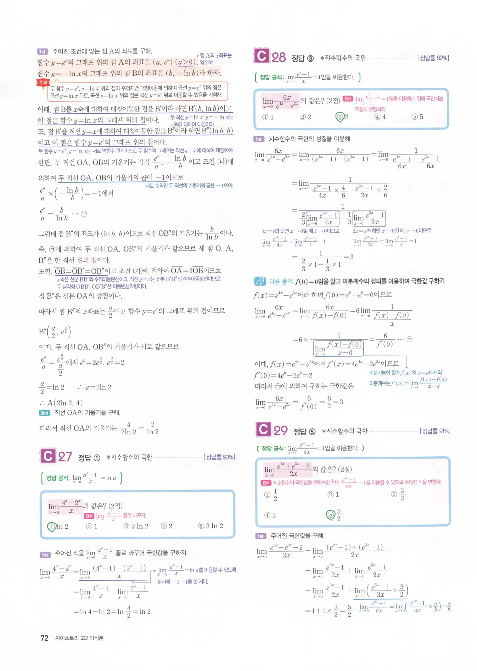 자이스토리 고2 미적분 해설 74