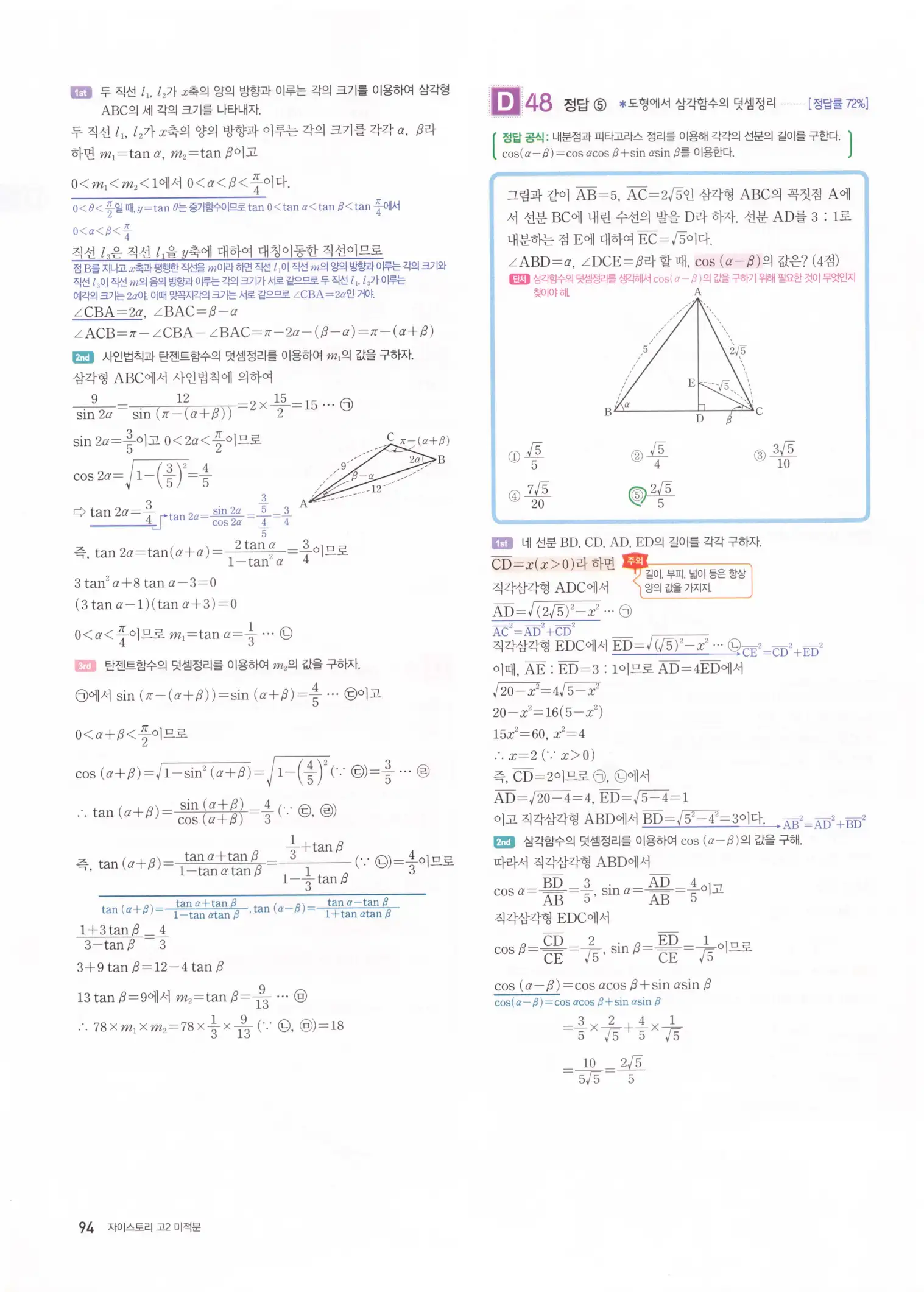 자이스토리 고2 미적분 해설 96