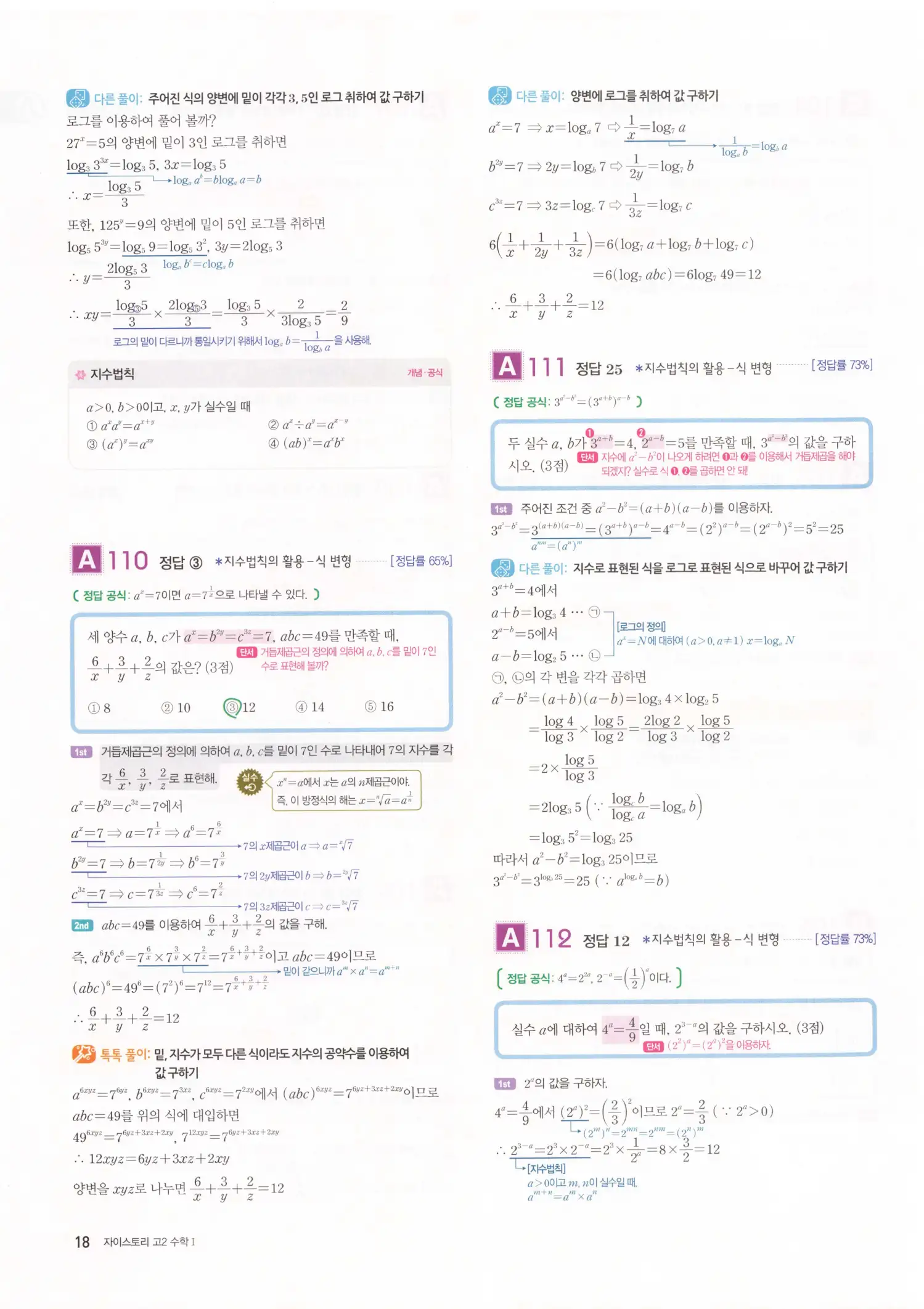 자이스토리 고2 수학1 해설 20