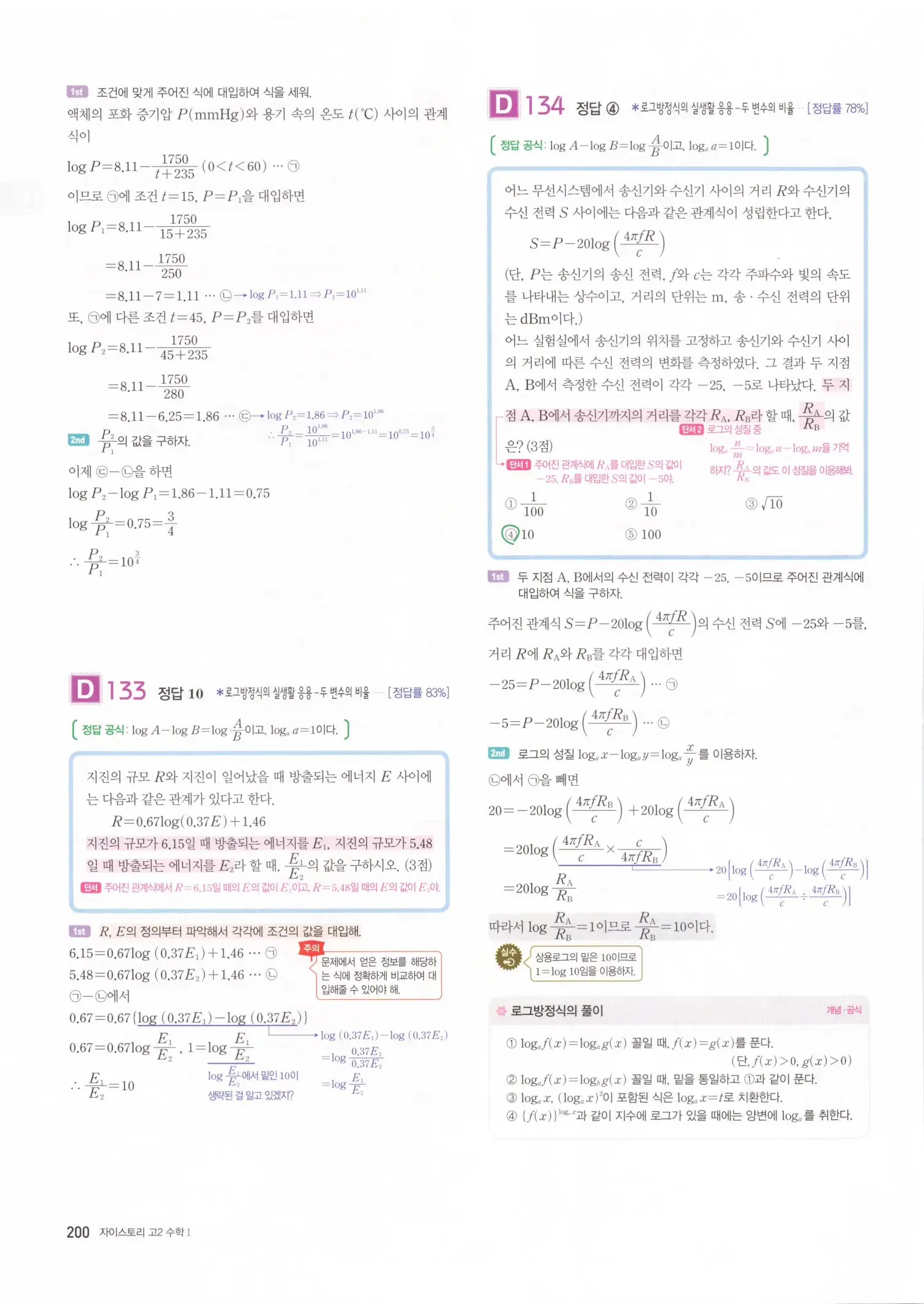 자이스토리 고2 수학1 해설 202