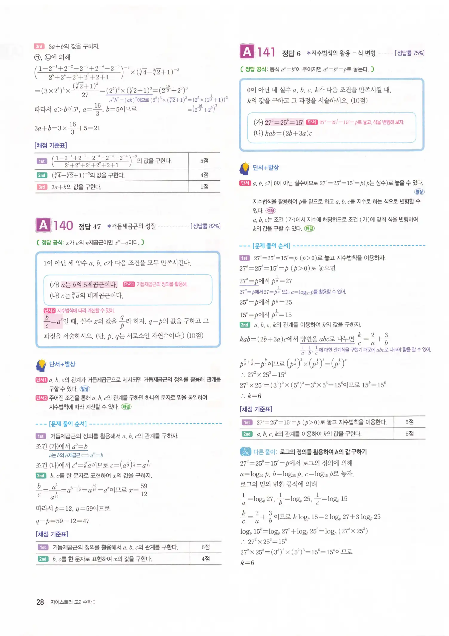 자이스토리 고2 수학1 해설 30