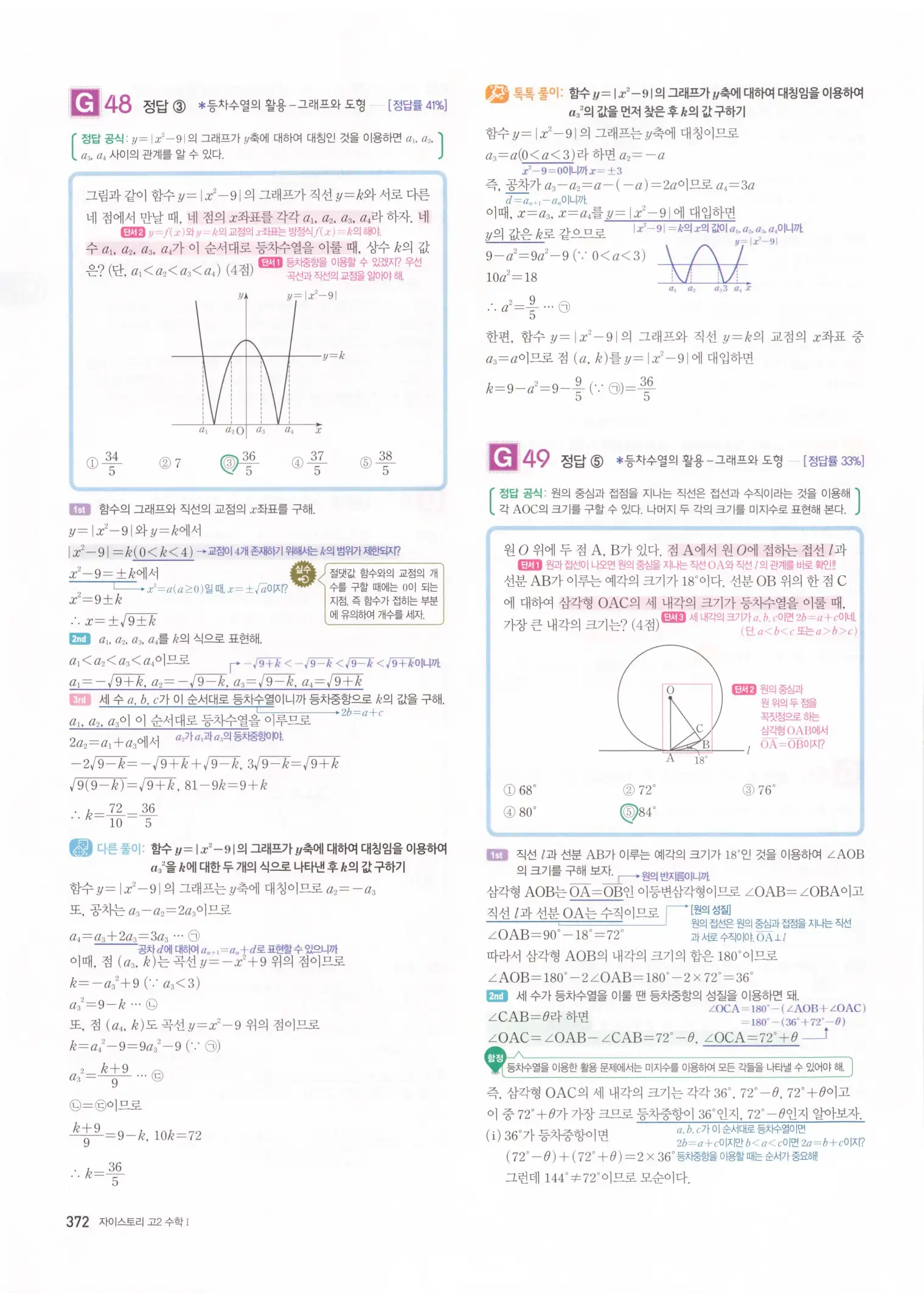 자이스토리 고2 수학1 해설 374