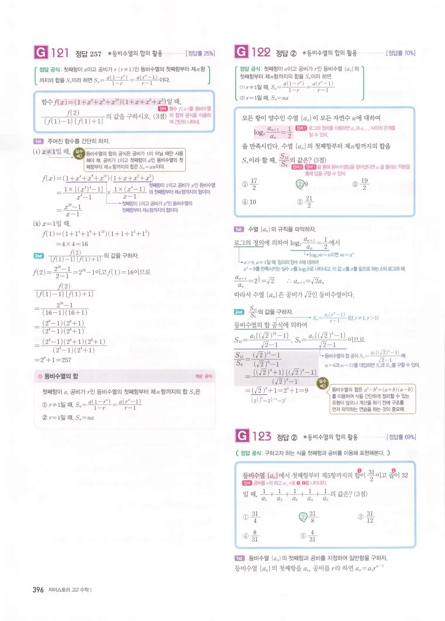 자이스토리 고2 수학1 해설 398