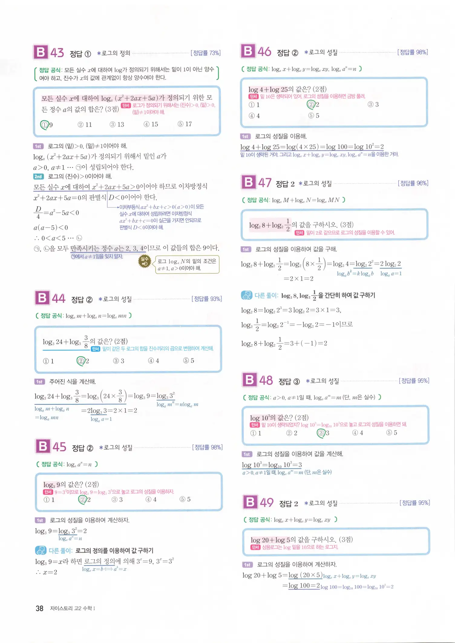 자이스토리 고2 수학1 해설 40