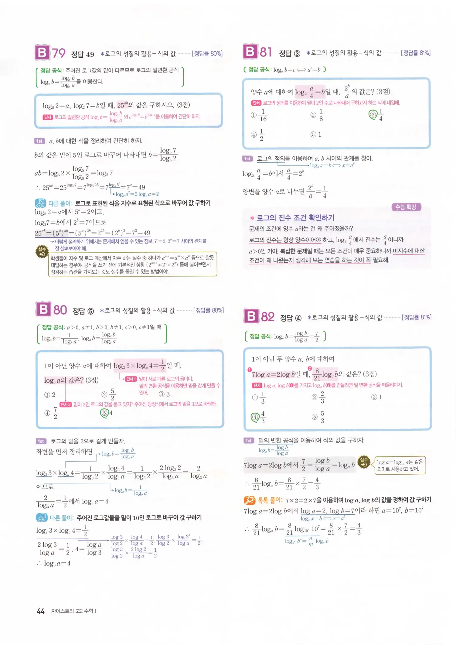 자이스토리 고2 수학1 해설 46