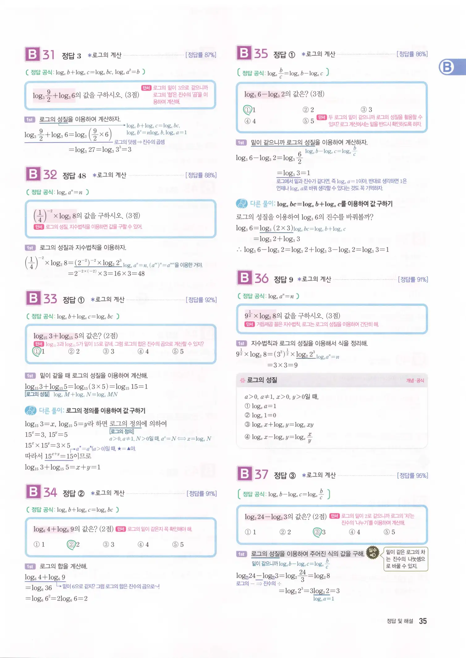 자이스토리 고3 수학1 해설 37