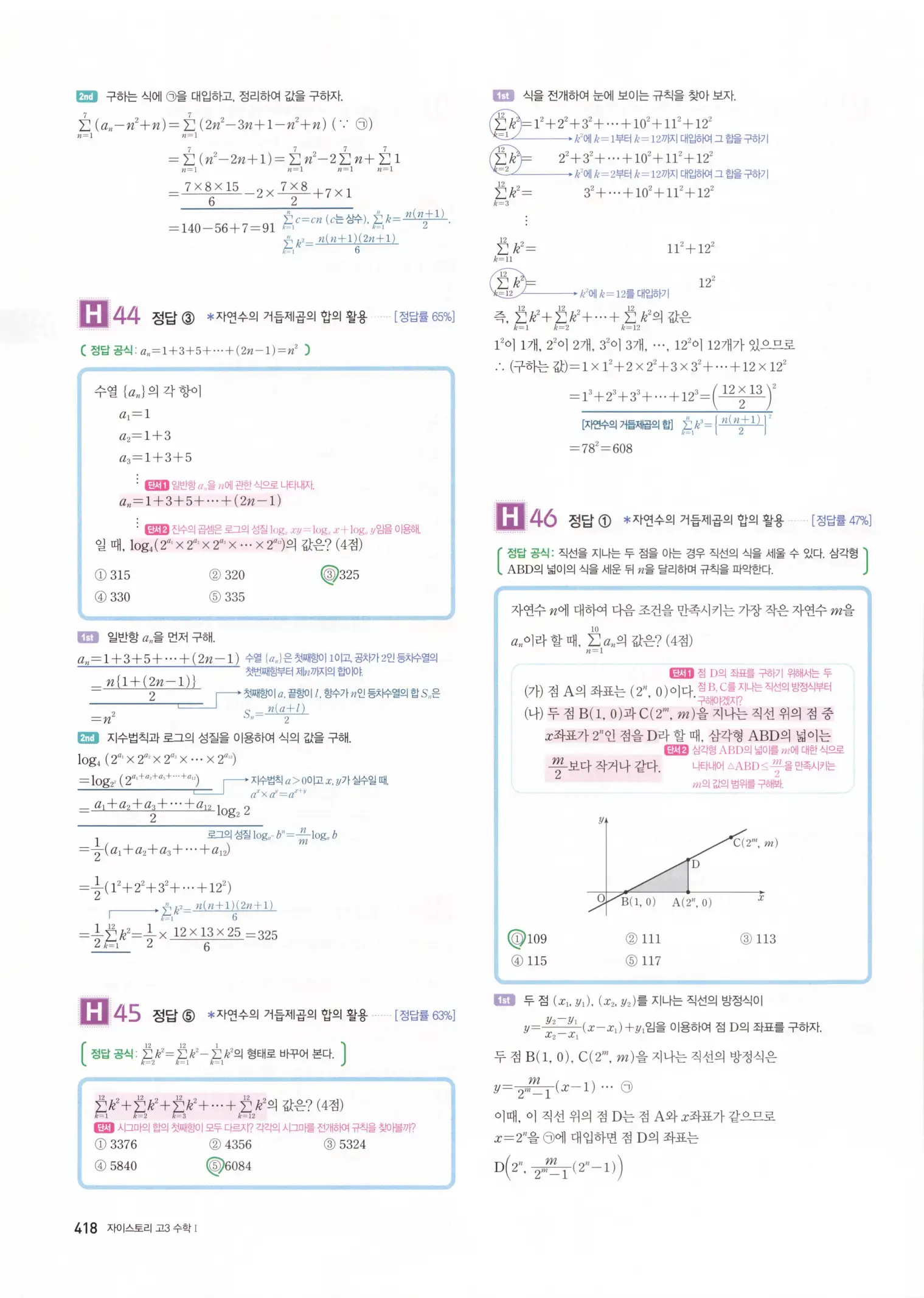 자이스토리 고3 수학1 해설 420