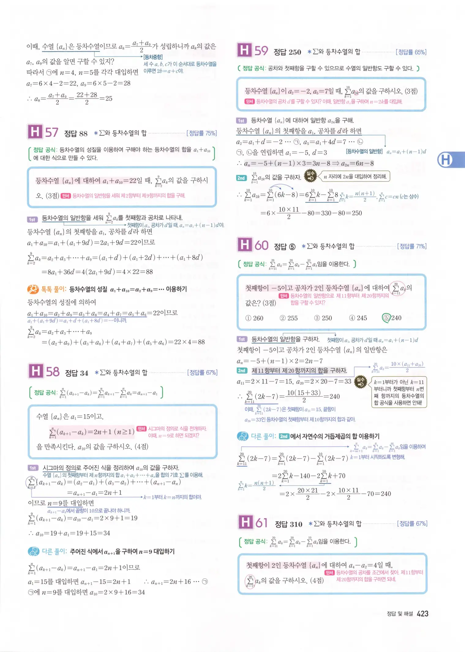 자이스토리 고3 수학1 해설 425