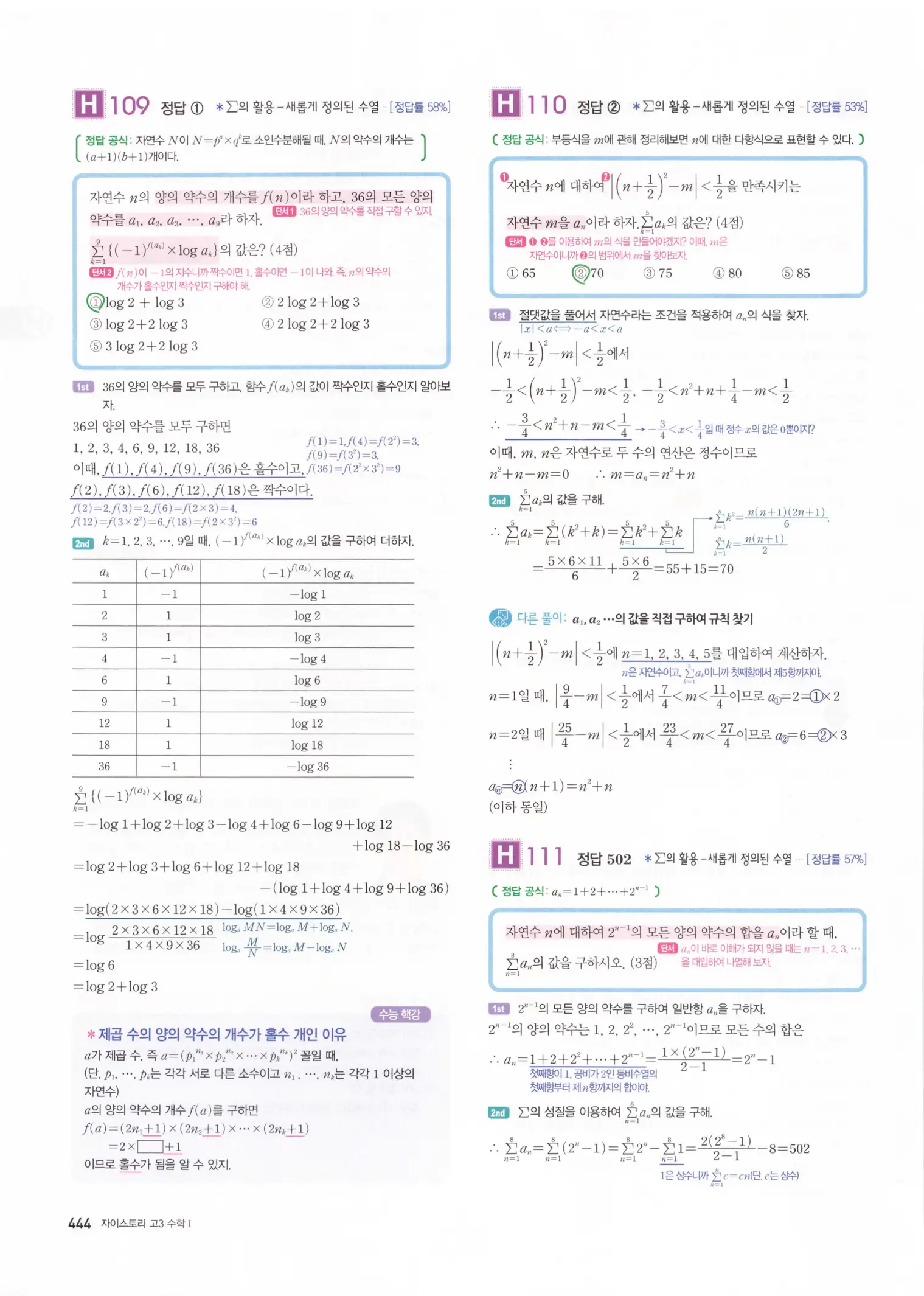 자이스토리 고3 수학1 해설 446