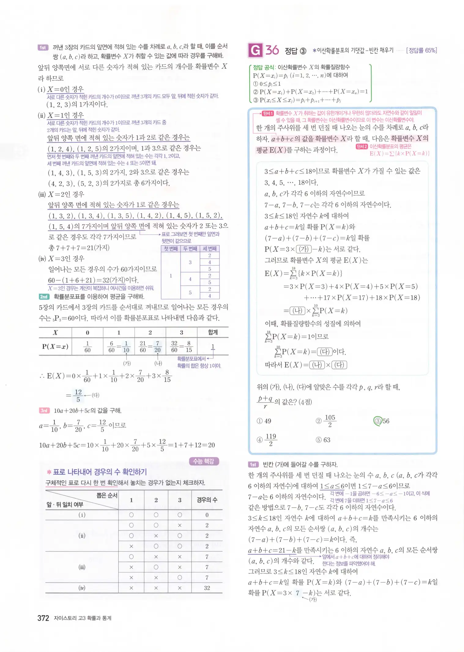 자이스토리 고3 확통 해설 374
