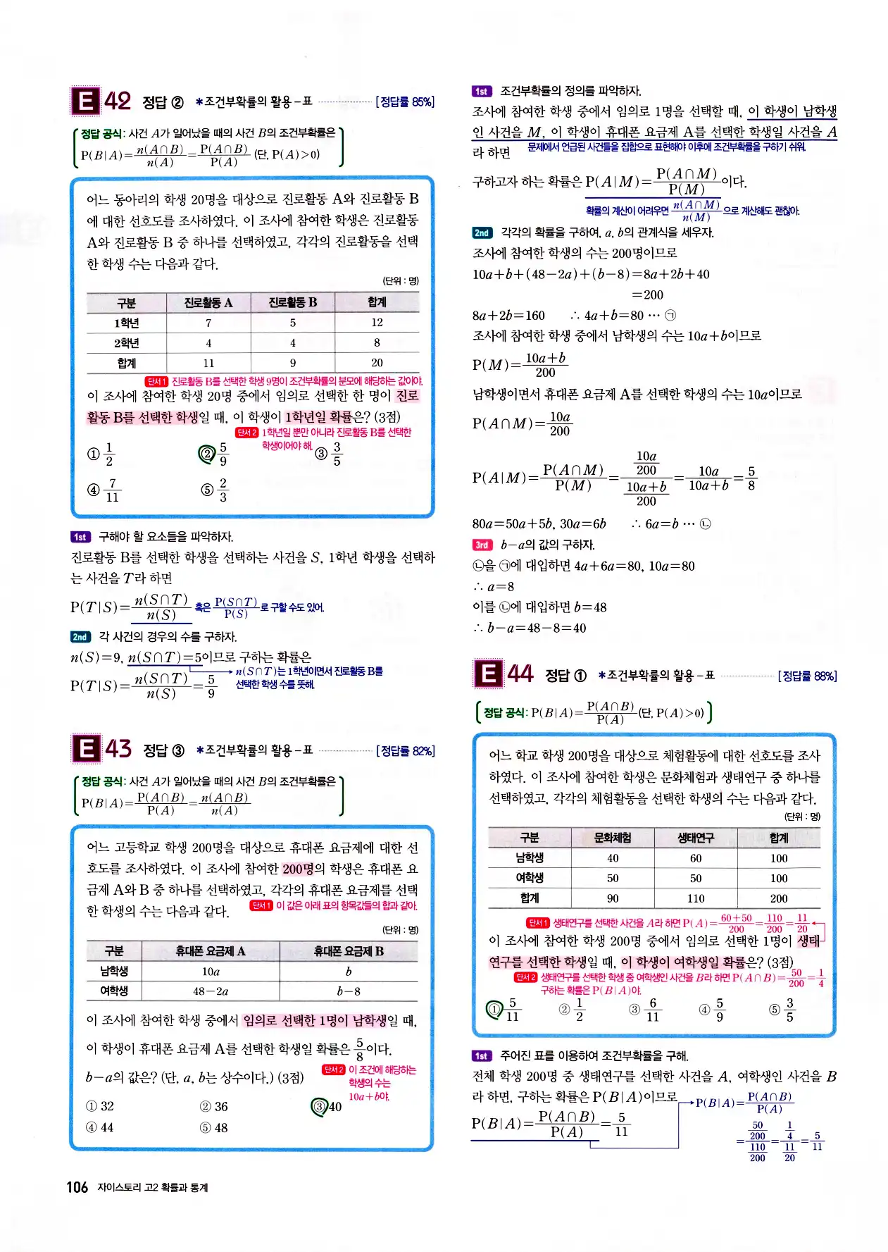 자이스토리 고2 확통 답지 108페이지