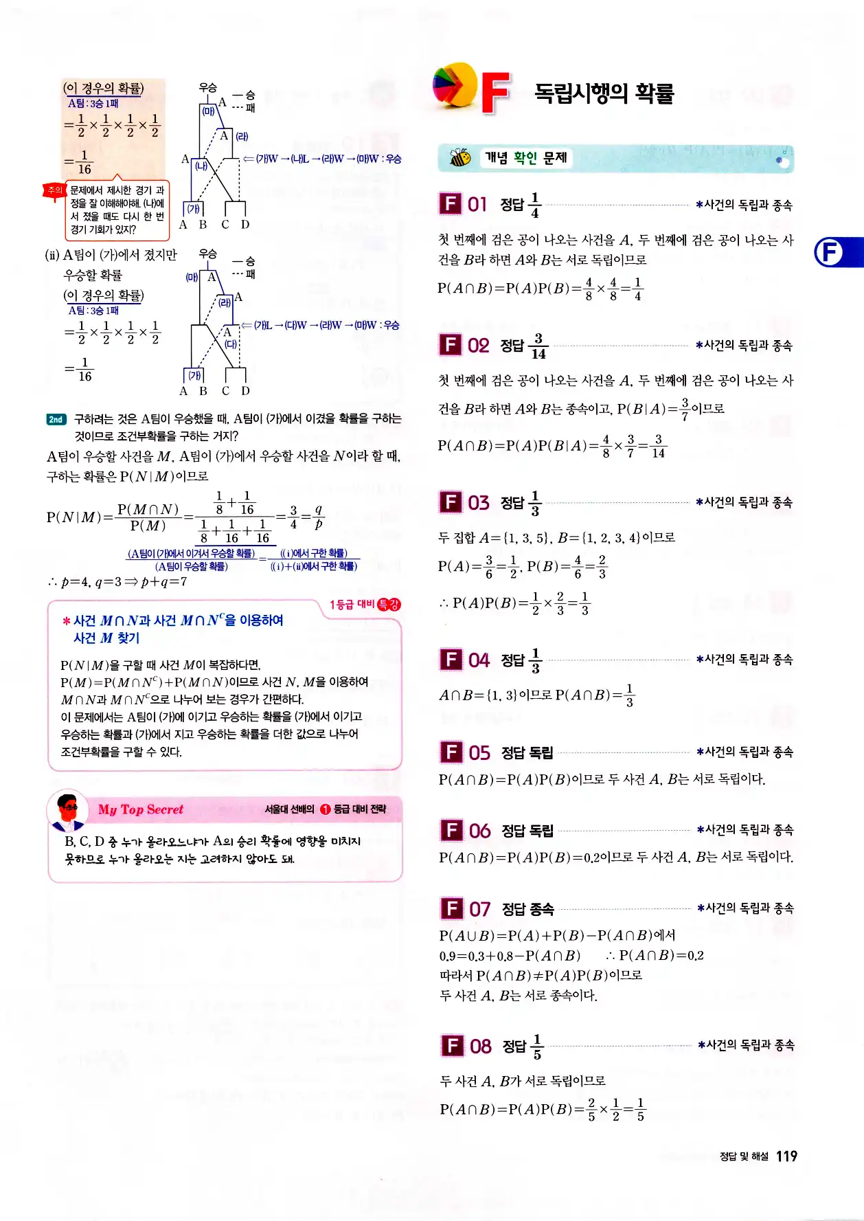 자이스토리 고2 확통 답지 121페이지