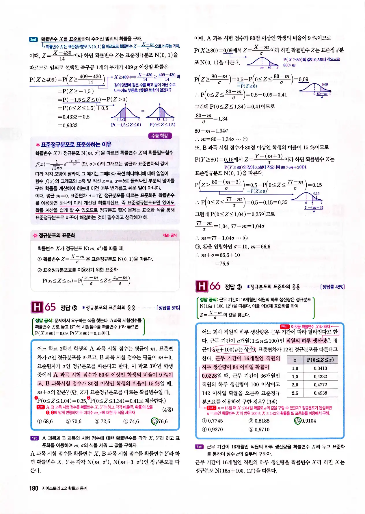 자이스토리 고2 확통 답지 182페이지