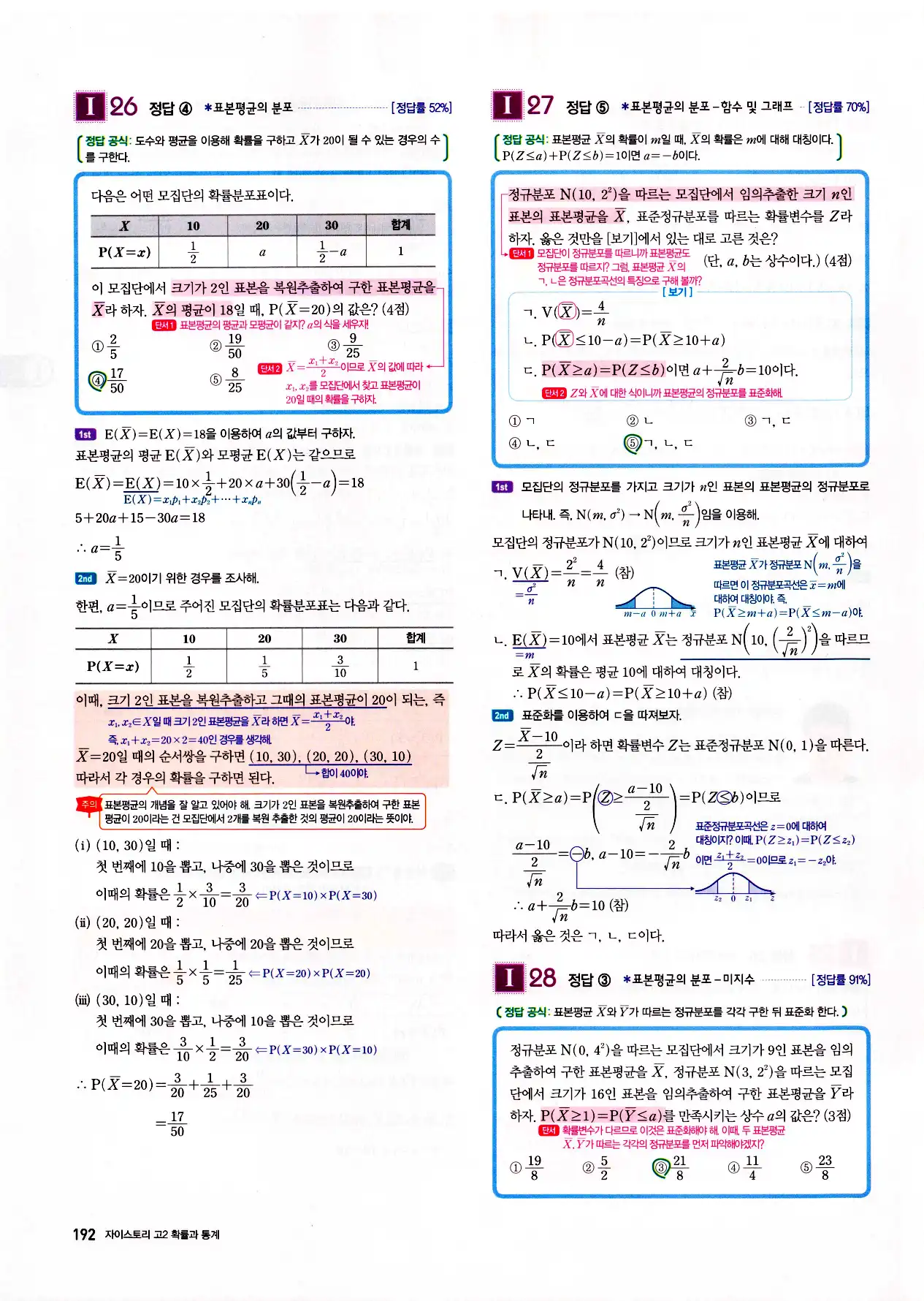자이스토리 고2 확통 답지 194페이지