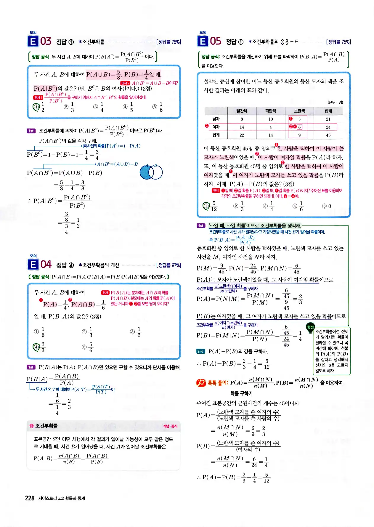 자이스토리 고2 확통 답지 230페이지