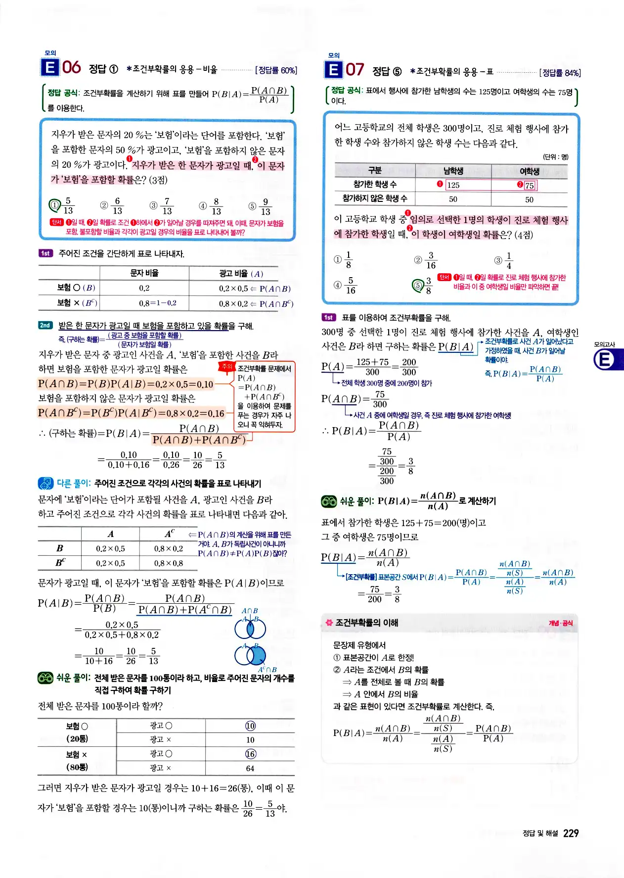 자이스토리 고2 확통 답지 231페이지